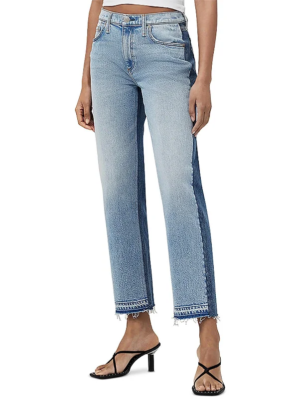 Women's Trendy Outfit Womens High Rise Two Tone Straight Leg Jeans