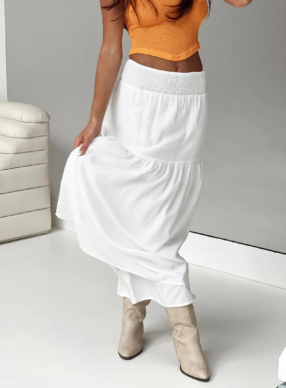 Women's Floral Print Outfit Dion Maxi Skirt White