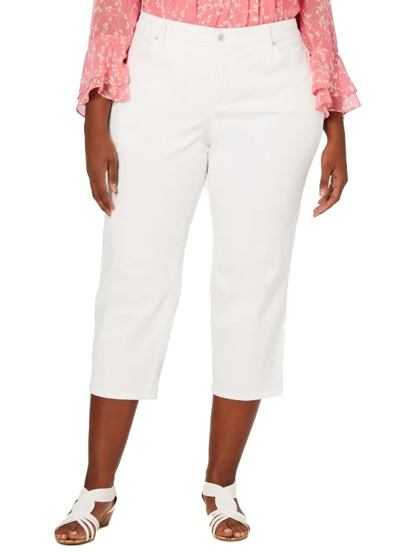 Women's Floral Print Outfit Plus Bristol Womens Natural Waist Slimming Fit Cropped Jeans