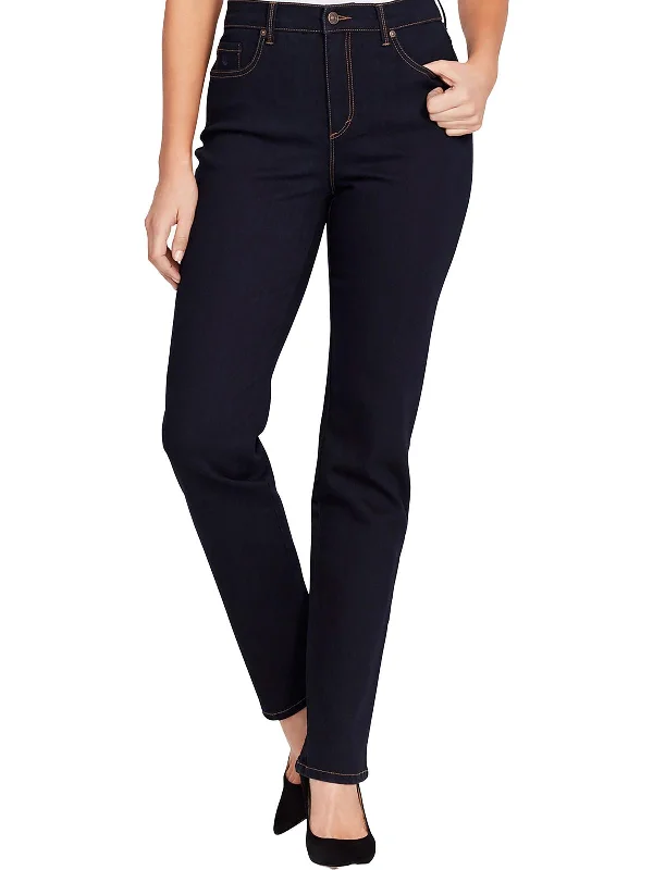 Outfits Ideas Petites Womens High Rise Dark Wash Straight Leg Jeans