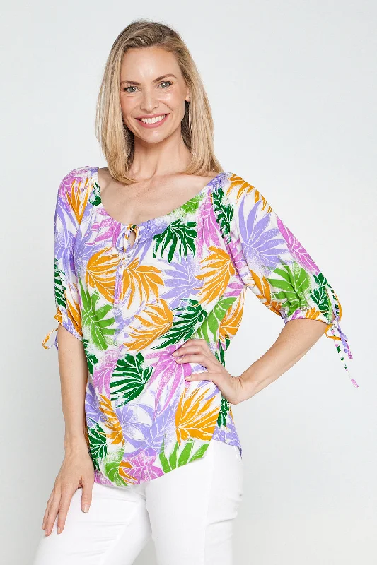 Premium Fashion Aaliyah Top - Pastel Palm
