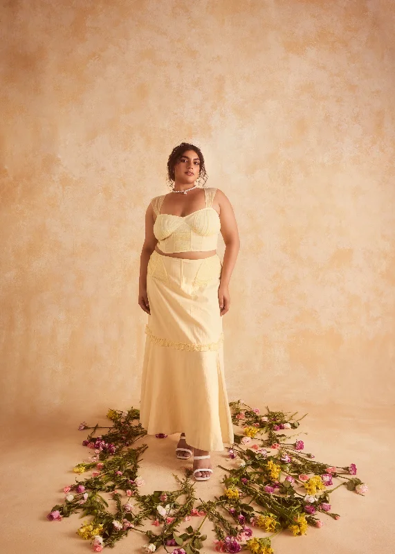 Weekend Rush – Discounts On Bestsellers Finola Yellow Corset Top & Skirt