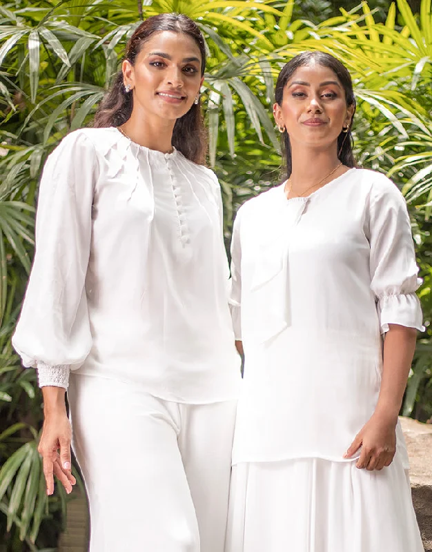 New Season Fashion Preview ¾ Sleeves Top with Neck Tie