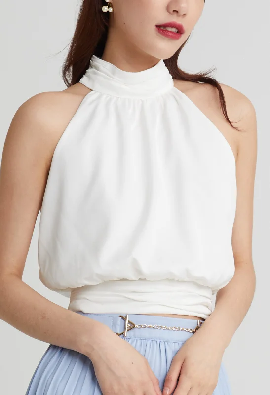 Limited Time Silk Button High Neck Top