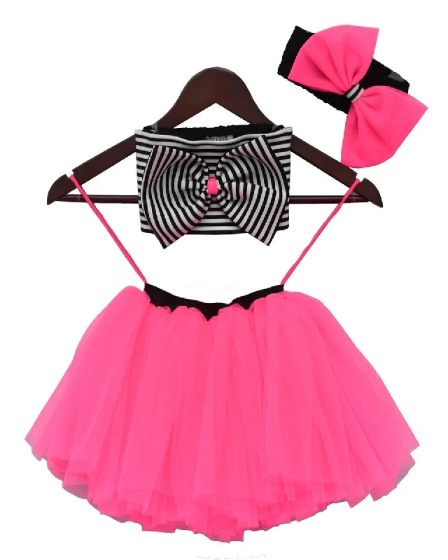Vintage-Inspired Style Offers Pre-Order: Hot Pink Tutu Skirt with Stripe Lycra Top