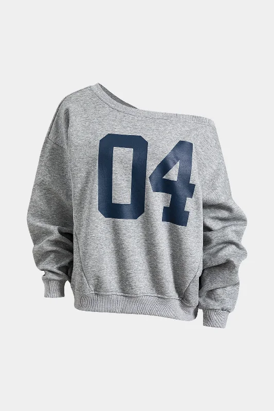 Style Without Limits Digital Pattern Boat Neck Long-Sleeve Top