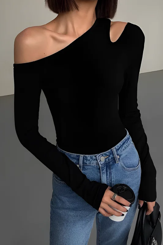 Style Breakthroughs Solid Asymmetrical Long-Sleeve Top