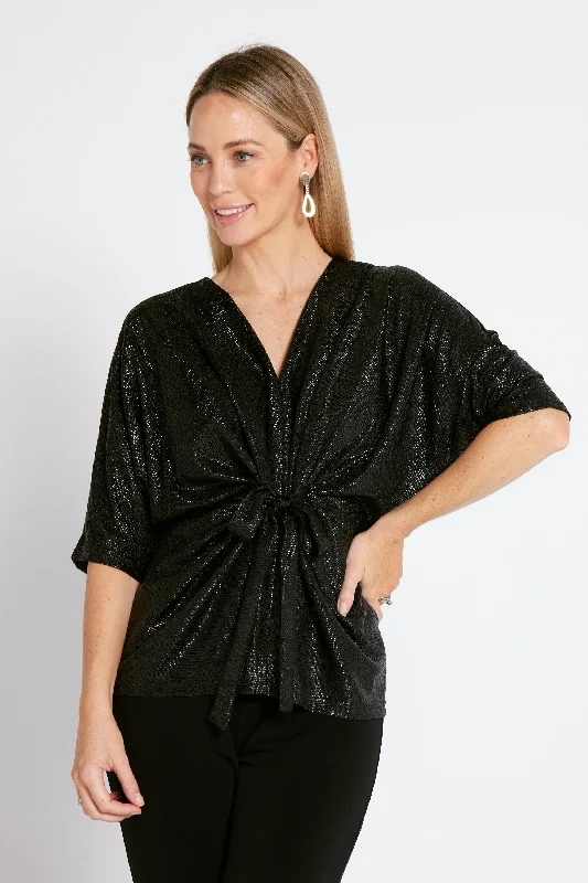 Cozy Comfort Style Sale Chi Chi Top - Black Shimmer