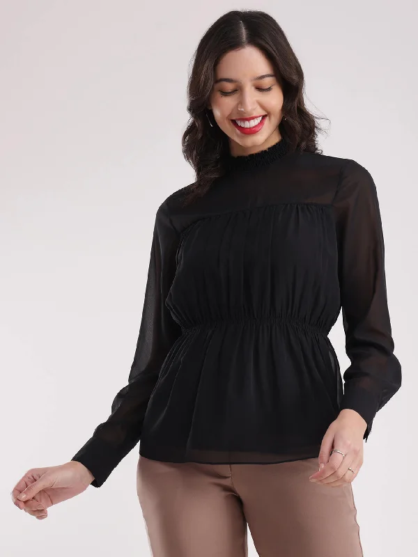 Best Prices Of The Season High Neck Top - Black