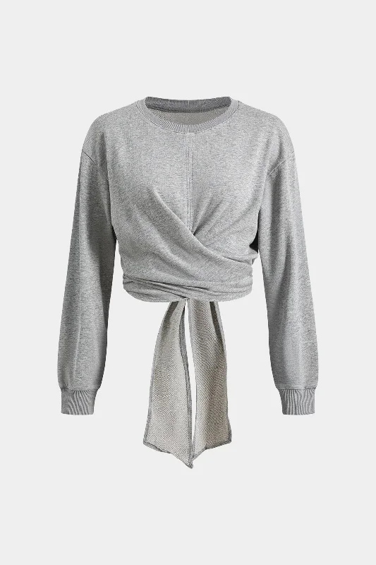 Luxe Fashion, Less Cost Tie Knot Round Neck Long-Sleeve Top