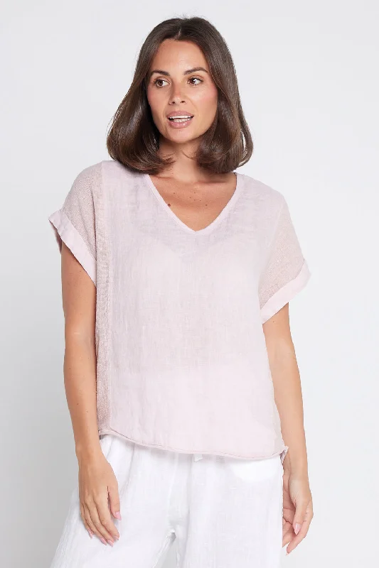 Best Prices Of The Season Happening Now Raquel Linen Top - Rosa Blush