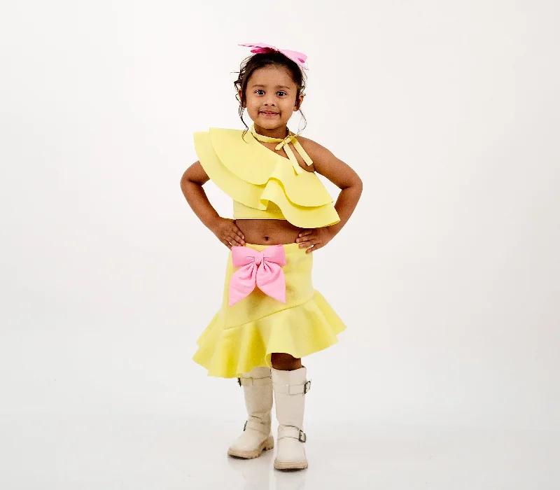 Your Dream Wardrobe At Dream Prices Pre-Order: Yellow Pink Bow Skirt Top