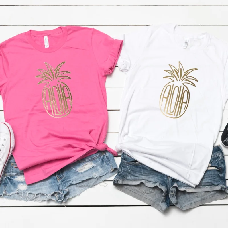 Flirty Fashion Discounts Sparkly Aloha Pineapple-Plus Sizes