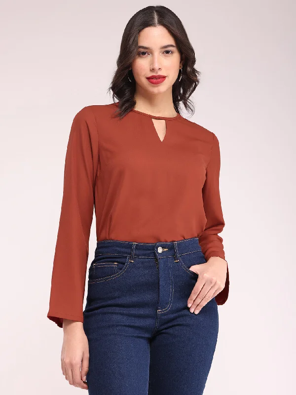 Special Holiday Sale – Limited Stock Bell Sleeves Top - Rust