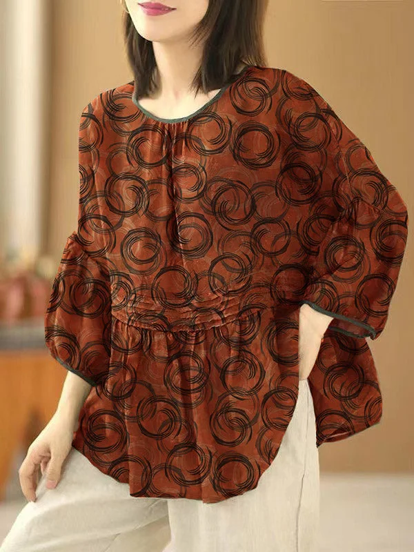 Step Up Your Style For Less Handmade orange-dot O Neck Print Wrinkled Patchwork Cotton Top Summer Step Up Your Style For Less Handmade orange-dot O Neck Print Wrinkled Patchwork Cotton Top Summer