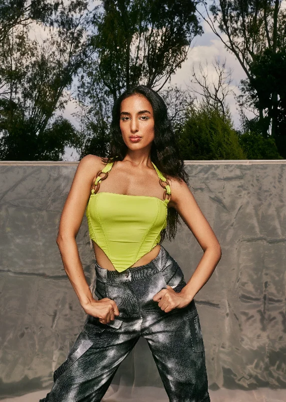 Special Savings Event Happening Now Danae Green Asymmetrical Corset Top