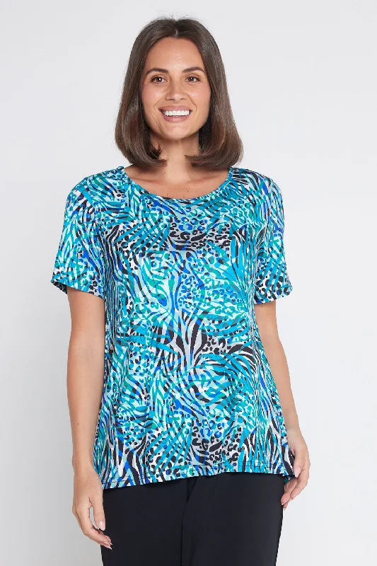 Modish Fashion Discounts Aubrey Top - Aqua Animal