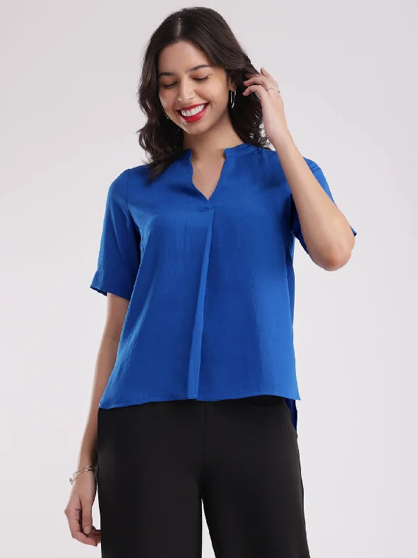 Stay Ahead In Style Pleat Detail Top - Royal Blue