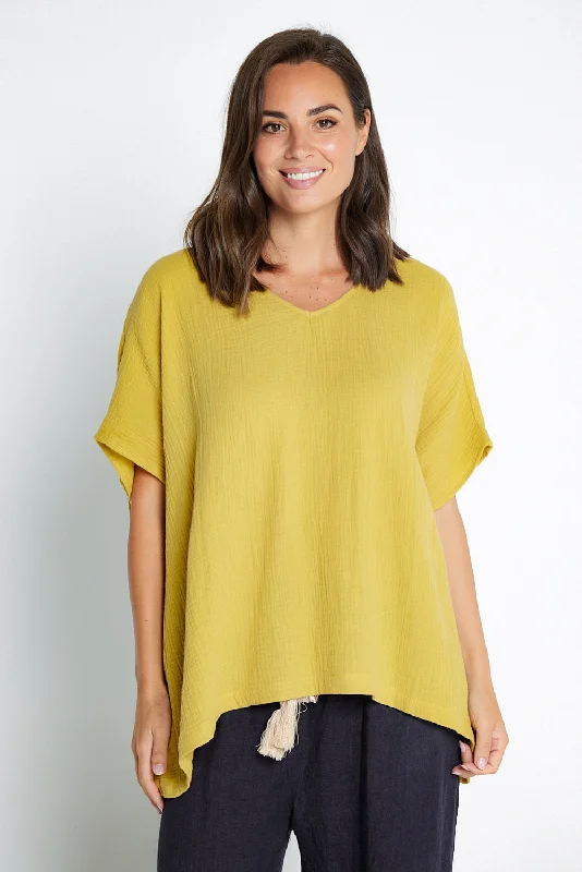 Contemporary Chic Promotions Fiji Cotton Muslin Top - Chartreuse