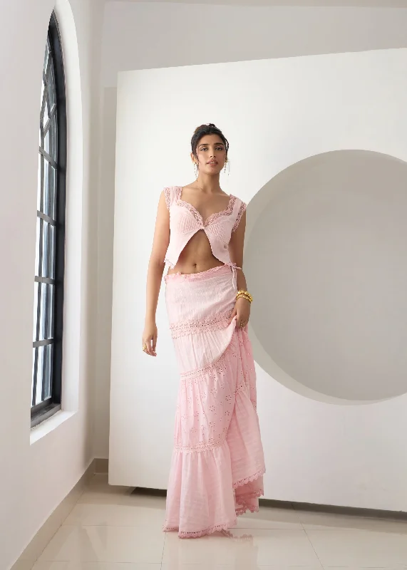 Additional Time-Limited Offers Journee Pink Embroidered Cotton Top and Skirt Set