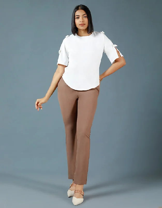 Super Savings Weekend Event Slit Sleeves Top with Bow Detail
