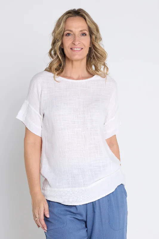 Hot Items Zahns Linen Top - White