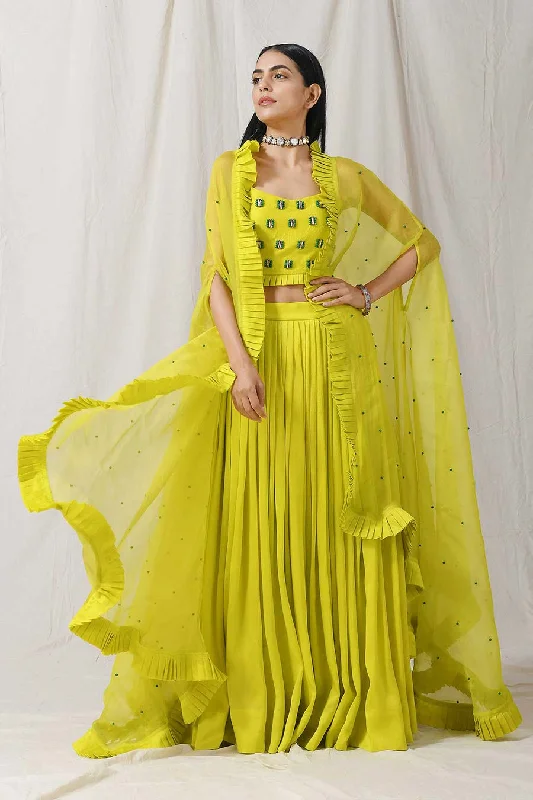 Shop Your Favorites Before They're Gone Lime Skirt & Top Set With Overlay