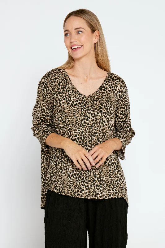 Quick Grab Deals Lindy Ribbed Top - Leopard Print