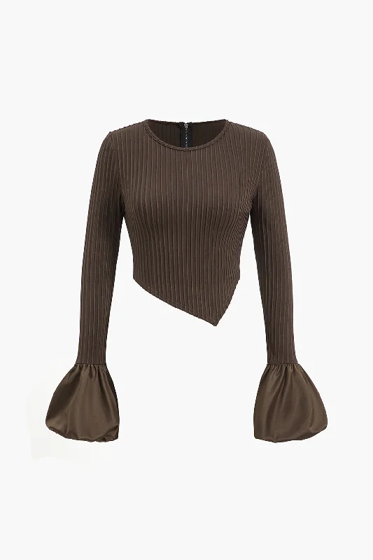 Flash Sale Happening Now – Act Fast Solid Puff Sleeve Zipper Long-Sleeve Top