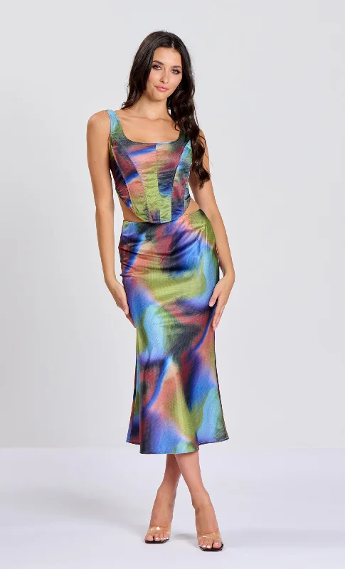 Big Savings, Bigger Style Blur Print Corset Top