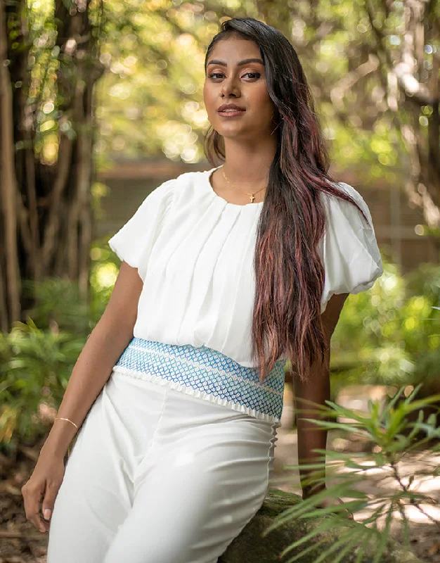 Limited Stock, Unlimited Style Round Neck Top with Smocked Waist