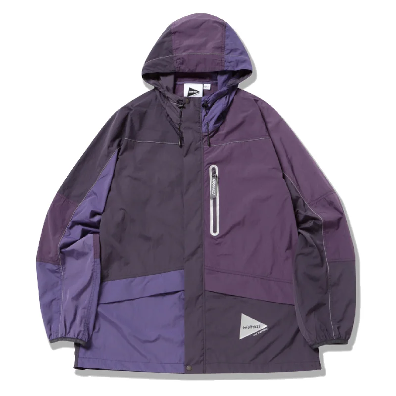 Women's Comfy Loungewear Outfit Gramicci x And Wander Women's Patchwork Wind Hoodie Multi Purple Women's Comfy Loungewear Outfit Gramicci x And Wander Women's Patchwork Wind Hoodie Multi Purple