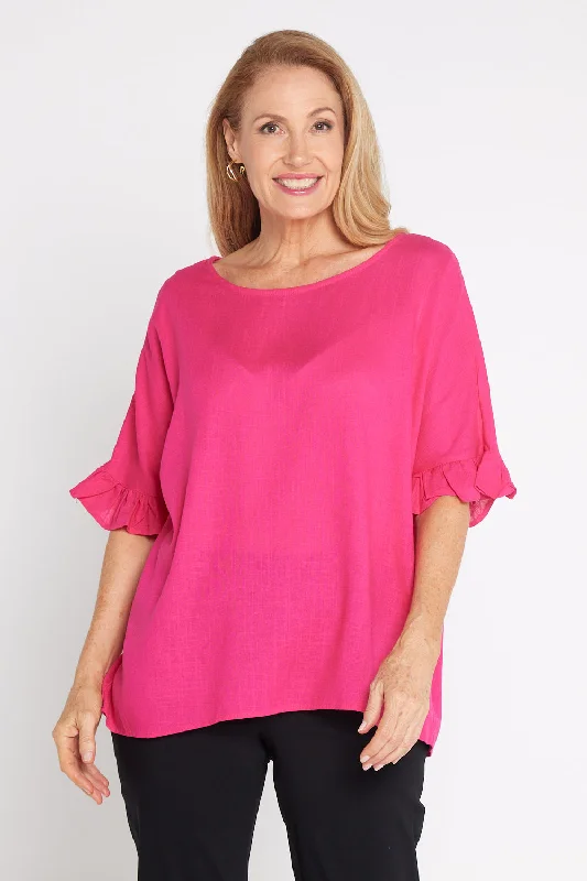 Your Shopping Spree Starts Here Farrah Linen Top - Hot Pink
