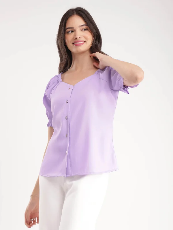 Discover Now Sweetheart Neck Top - Lilac