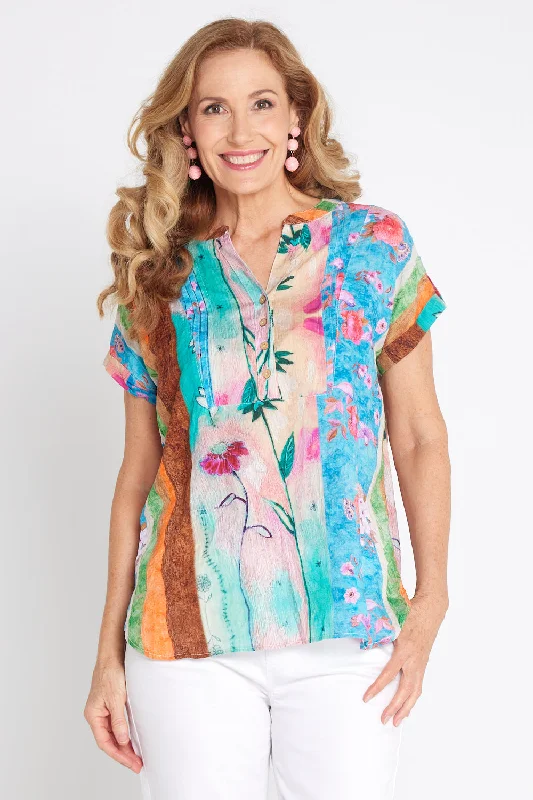 Score The Best Deals Before Monday Tessa Top - Vivid Summer Birds