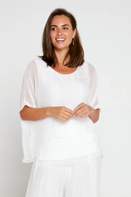 Vintage Style Deals Zaria Silk Top - Bianco White
