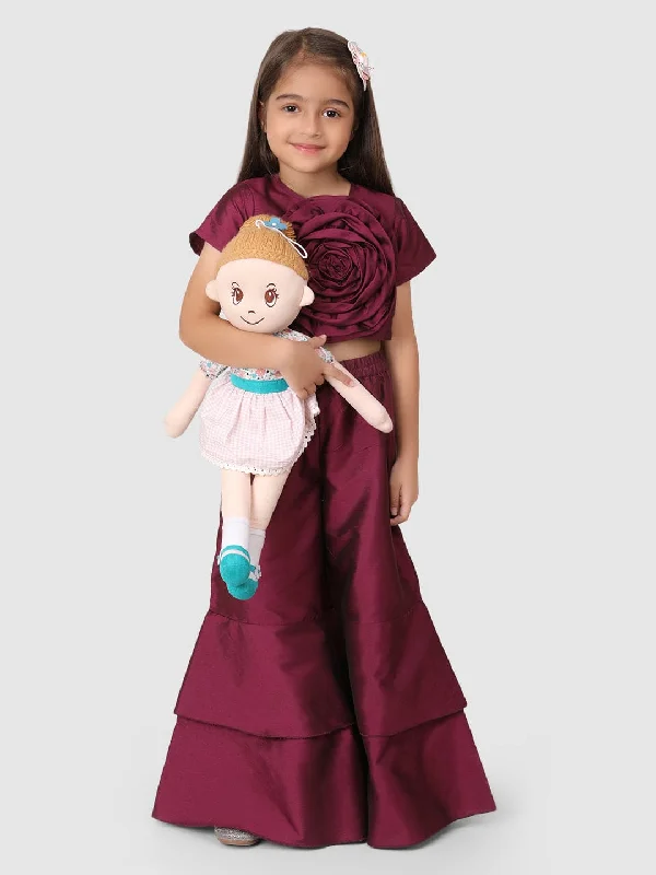 Treat Yourself To Amazing Discounts Wine Flower Top & Palazzo