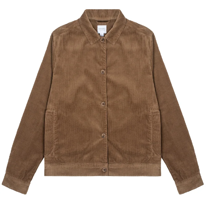 Women's Stylish Professional Apparel Sunspel Womens Corduroy Boxy Jacket Dark Camel Women's Stylish Professional Apparel Sunspel Womens Corduroy Boxy Jacket Dark Camel