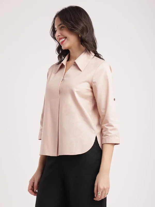 Fashion Sale Cotton Linen Pleated Top - Beige