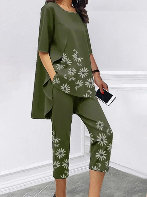 Glamorous Fashion Offers Loose Short-sleeved Casual Printed Short-sleeved Tops Cropped Trousers Two-piece Suit Glamorous Fashion Offers Loose Short-sleeved Casual Printed Short-sleeved Tops Cropped Trousers Two-piece Suit