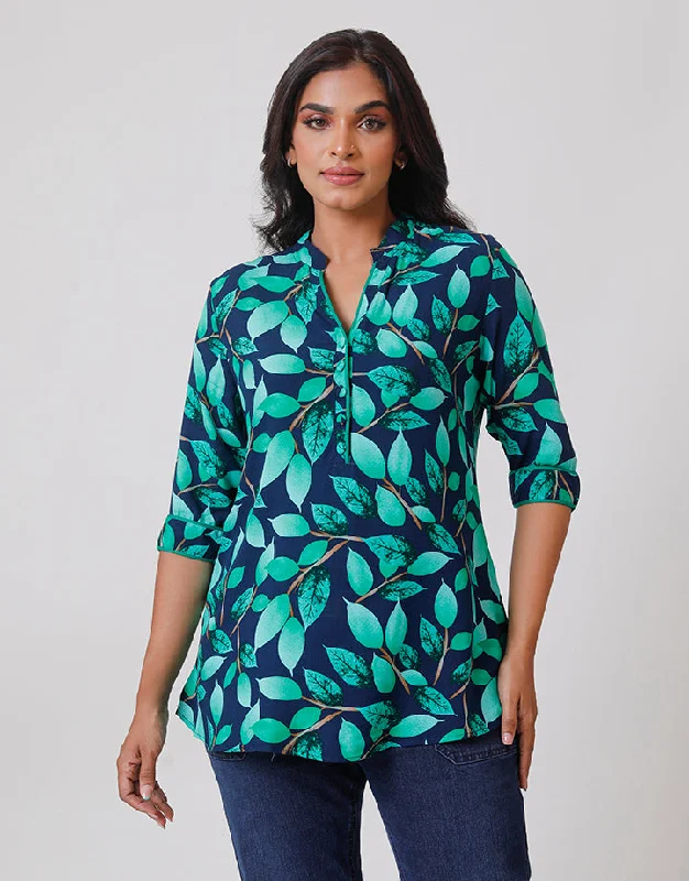 Chic Trend Collection Printed Kurtha Top with Piping