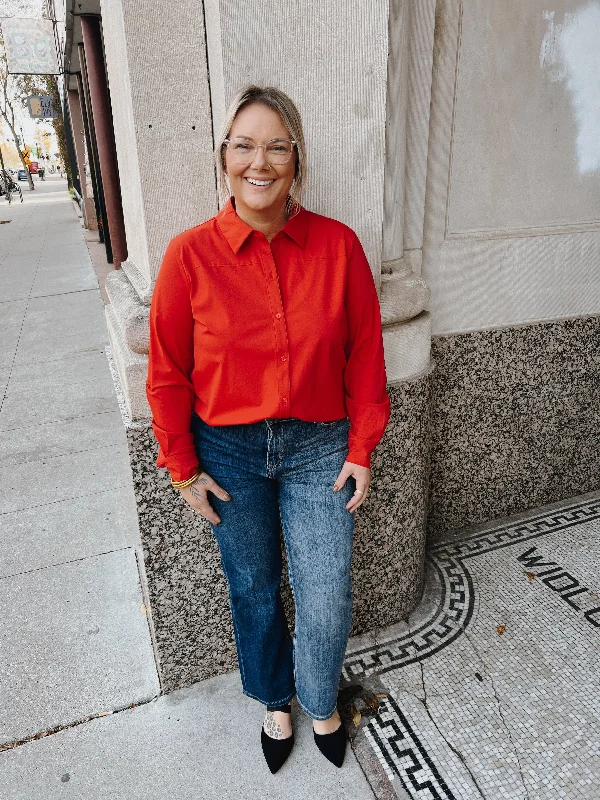 Shop Smart, Save More Before The Sale Ends Lysse Persian Roll Tab Button Down Russet Top-Final Sale Online Only
