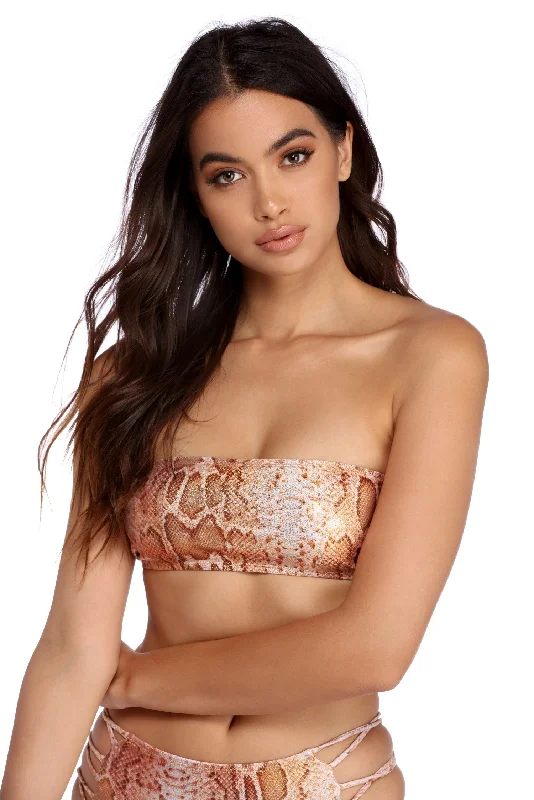 Unbeatable Prices Snake Shimmer Bandau Swim Top