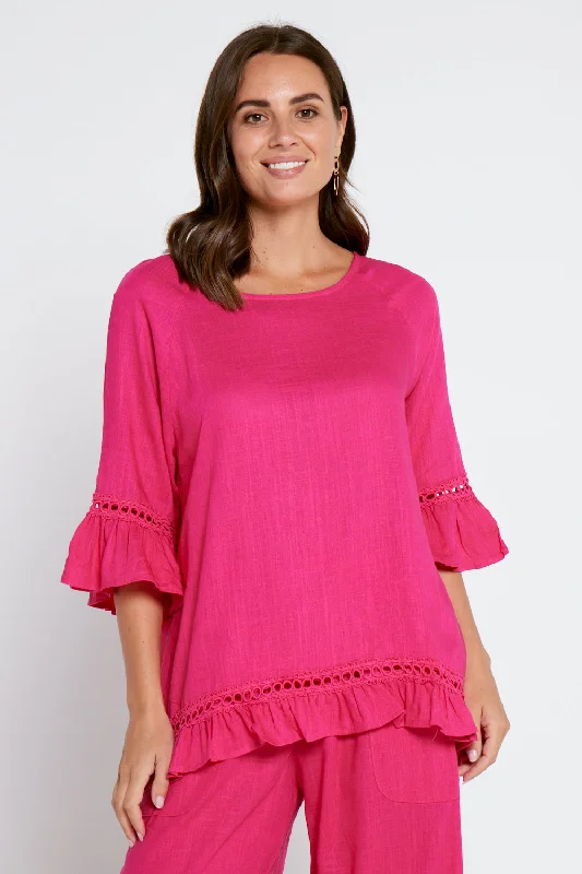 Avant-Garde Style Promotions Lorelei Linen Top - Hot Pink