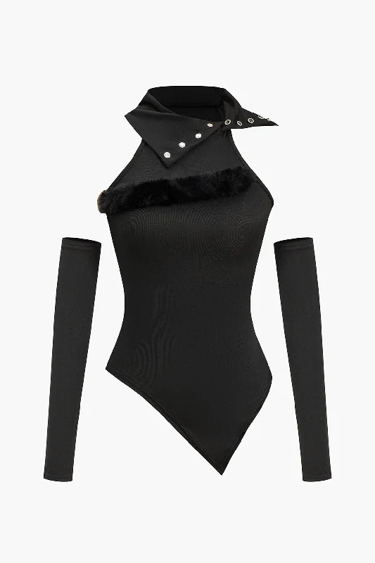 Big Discounts This Weekend Only Faux Fur Patchwork Top With Gloves