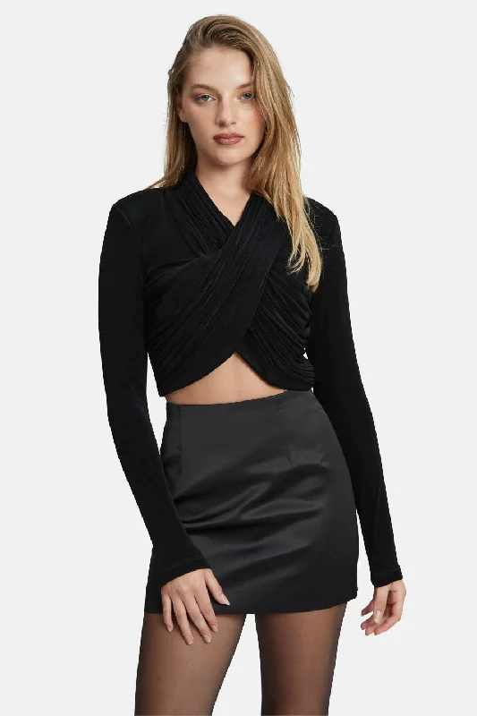 Save Big Wren Wrap Knit Top - Black