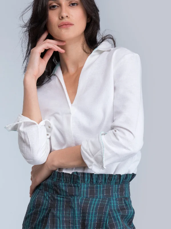 Get More, Spend Less Today Collared Full Sleeve Top - White