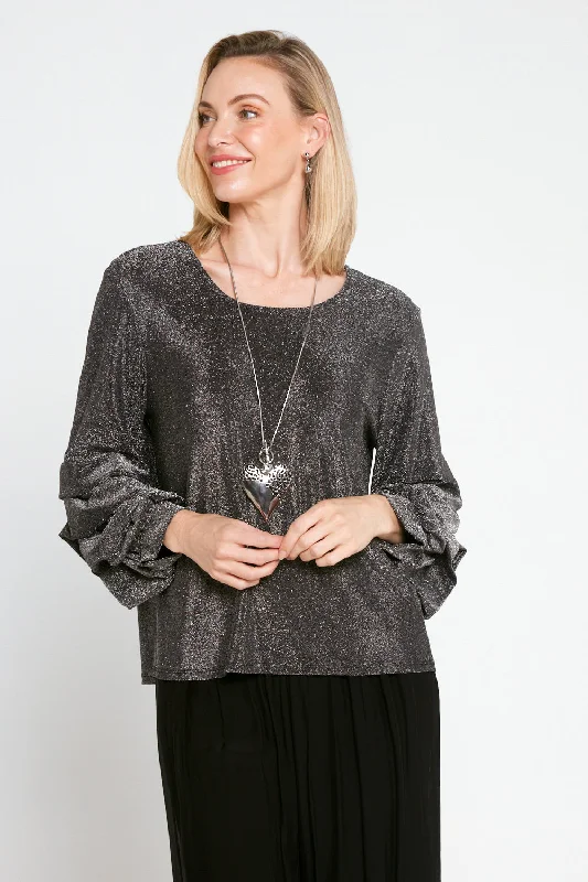 Athleisure Style Sale Elayna Lurex Top - Steel