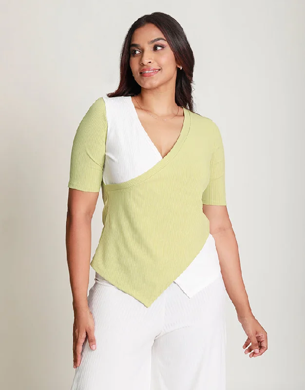 Additional Time-Limited Offers Color Blocked Wrapped Top