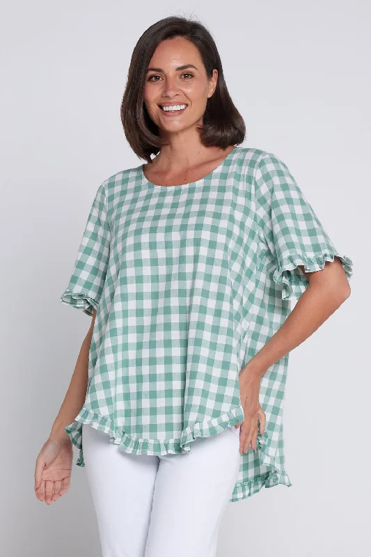 Urban Style Promotions Blossom Top - Mint Green Gingham